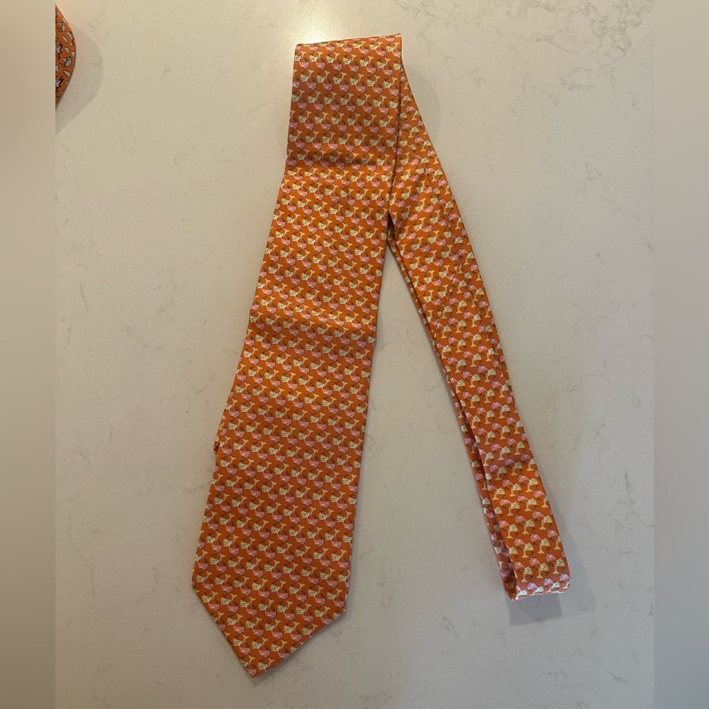 Salvatore Ferragamo orange silk tie